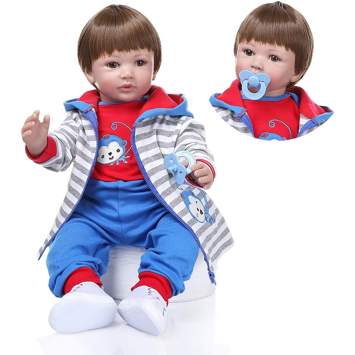 Reborn Baby Doll for Toddlers, Realistic Boy, 24" 60cm, Realistic Looking Baby Silicone Limbs and Head, Soft Cloth, Weighted Body, Cute Toy (1923)
