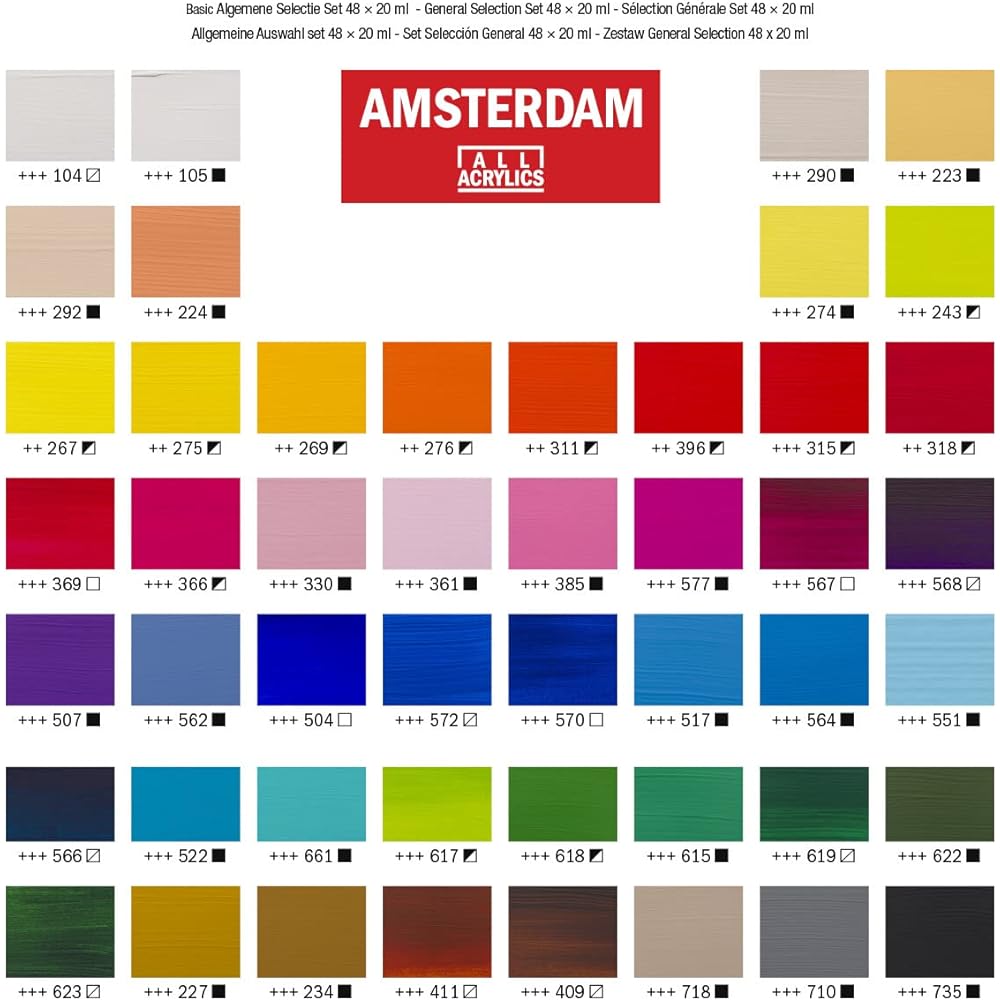 Amsterdam Royal Talens Amsterdam Standard Series Acrylic Color 20ml Tube Set of 48 General Selection (17820448)