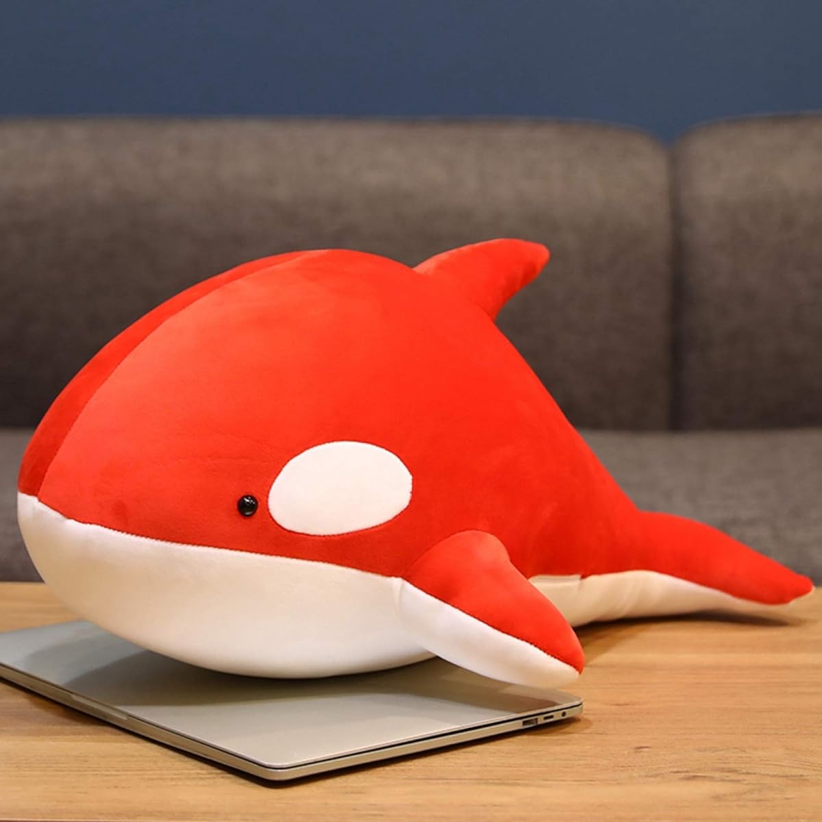 Killer Whale Plush Toy, Whale, Body Pillow, Fluffy, Cute, Marine Animal, Dolphin, Doll, Character, Sleeping Pillow, Children, Birthday Gift, Girl, Washable, Interior, Stress Relief, Cute, Marshmallow, Red, Black