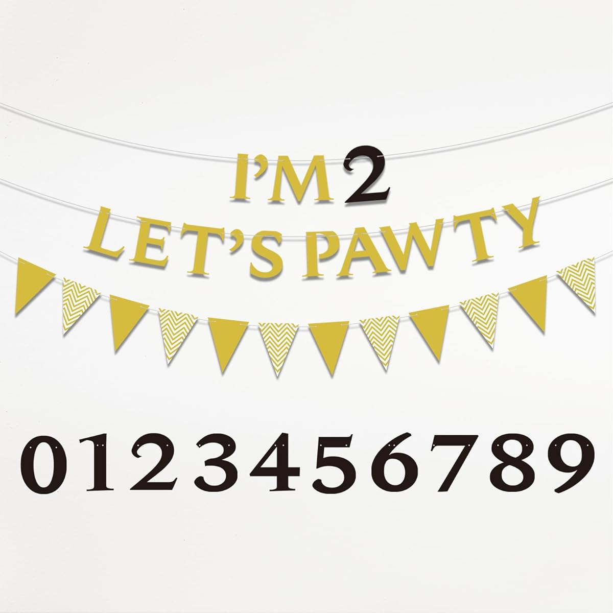 Dog Birthday Party Supplies Let's Pawty Banner Sign Backdrop Puppy Dog Pawty Birthday Decorations for 1st 2nd Birthday Dog Boy Girl 10pcs Gold Numbers Birthday for All Ages Vicycaty