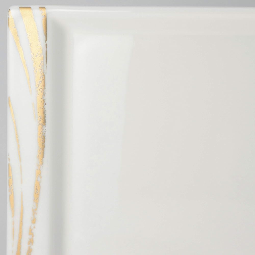 NARUMI Plate Dish Gold and Silver Tataki Wave 26cm Oblong Tray 51061-9749