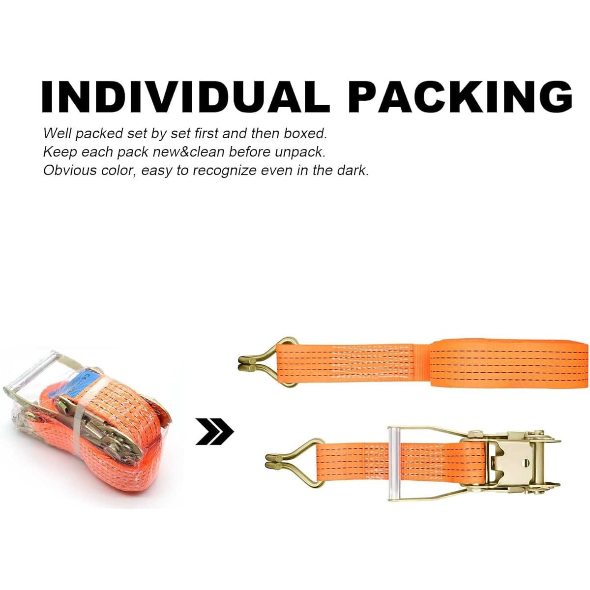 SALUINOKI Ratchet Straps 2" Heavy Duty 20ft Tie Down Straps for Trucks 4 Pack 3300lb Working Load 6600lb Break Strength Cargo Straps