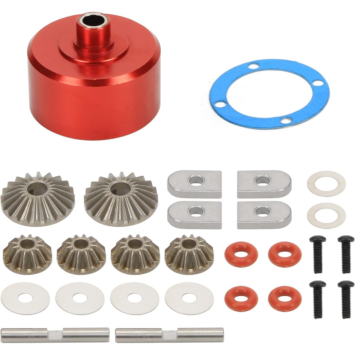 RCAWD Metal Diff Case Diff Gear Set Diff Gasket for Arrma 1/7 1/8 6s Karton Mojave Outcast Notorious Talion RTR Hopups Parts Red