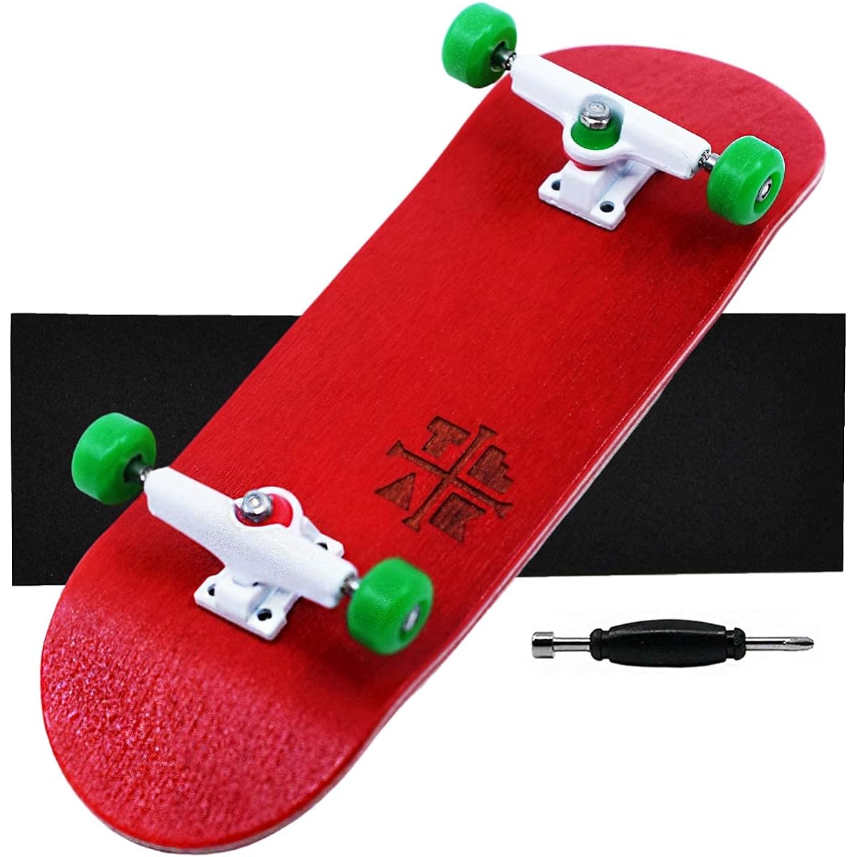 Teak Tuning Prolific Complete Fingerboard with Upgrade Components - Pro Board Shapes and Sizes Bearing Wheels Bushings Tracks - 32mm x 97mm Handmade Wooden Board - Christmas Edition
