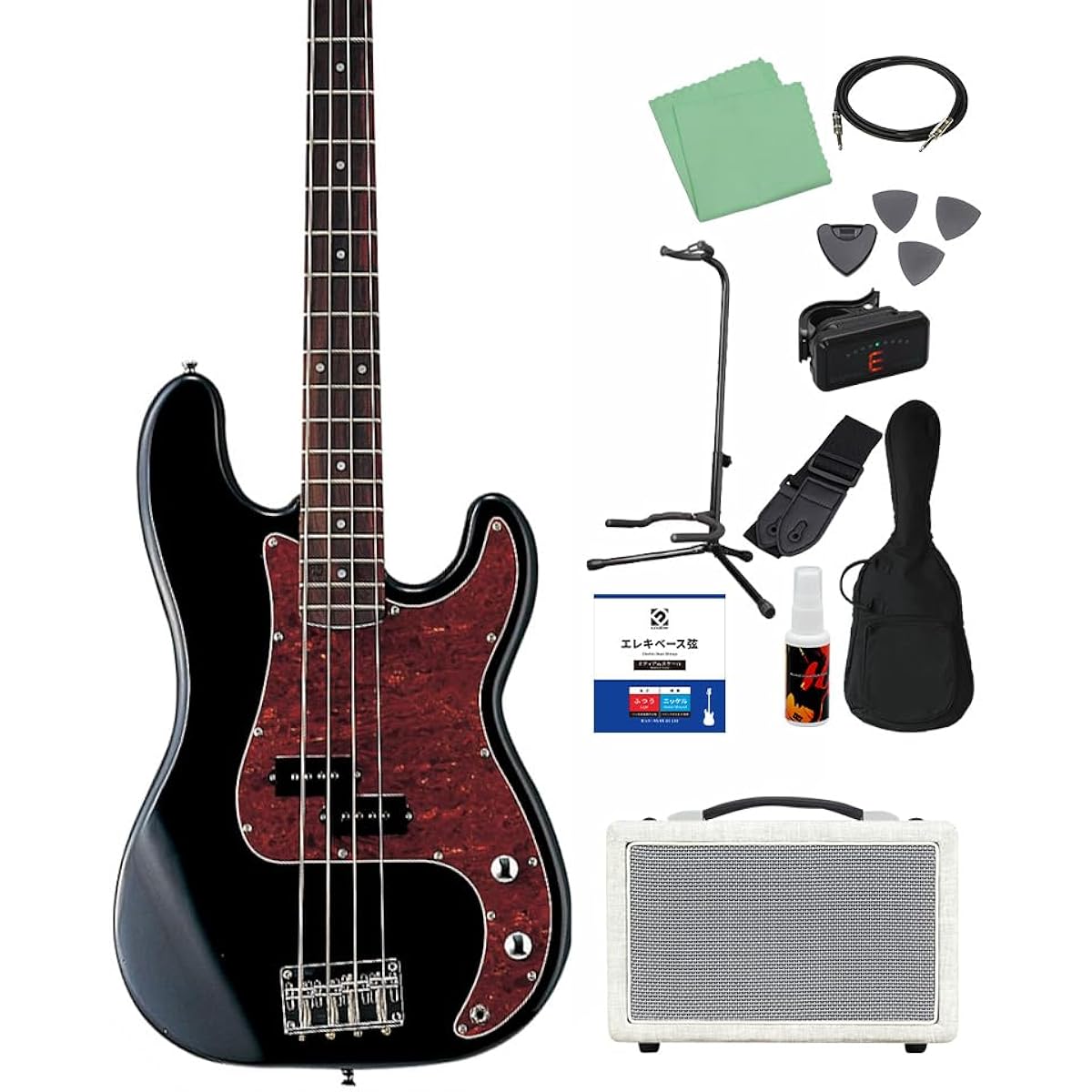 Photogenic PB240 BK Bass Beginner 12-piece set [Shimamura Music's best-selling bass amp included] Precision bass type Photogenic