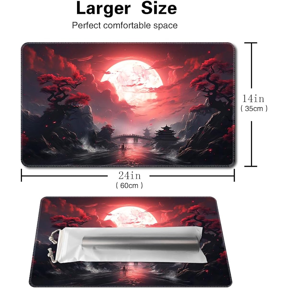 Board Game 14x24 Inch TCG Playmat OCG CCG RPG MTG Playmat Compatible with Mouse Pad Desk Mat (Blood Moon Secrets)