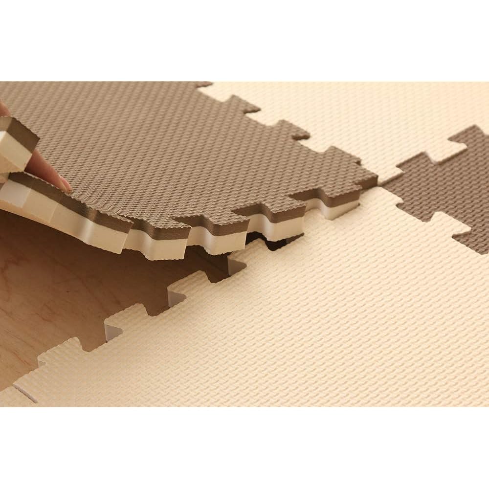Iris Ohyama Joint Mat, Extra Thick 1.8 cm, 60 x 60 cm, Set of 16, Non-Formaldehyde, Washable, Mocha Brown/Beige JMRN-616