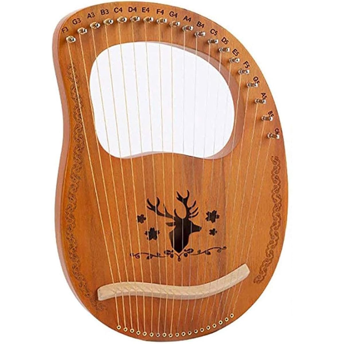 Lyre Harp 19 Strings Wooden Lyre Mahogany String Instrument Beginner Harp