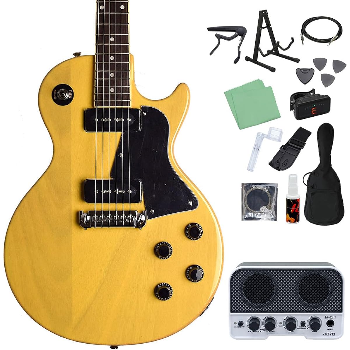 Burny SRLS TVY Electric Guitar Beginner 14-piece Set [Includes Bluetooth Mini Amplifier] Les Paul Special Type TV Yellow Burny