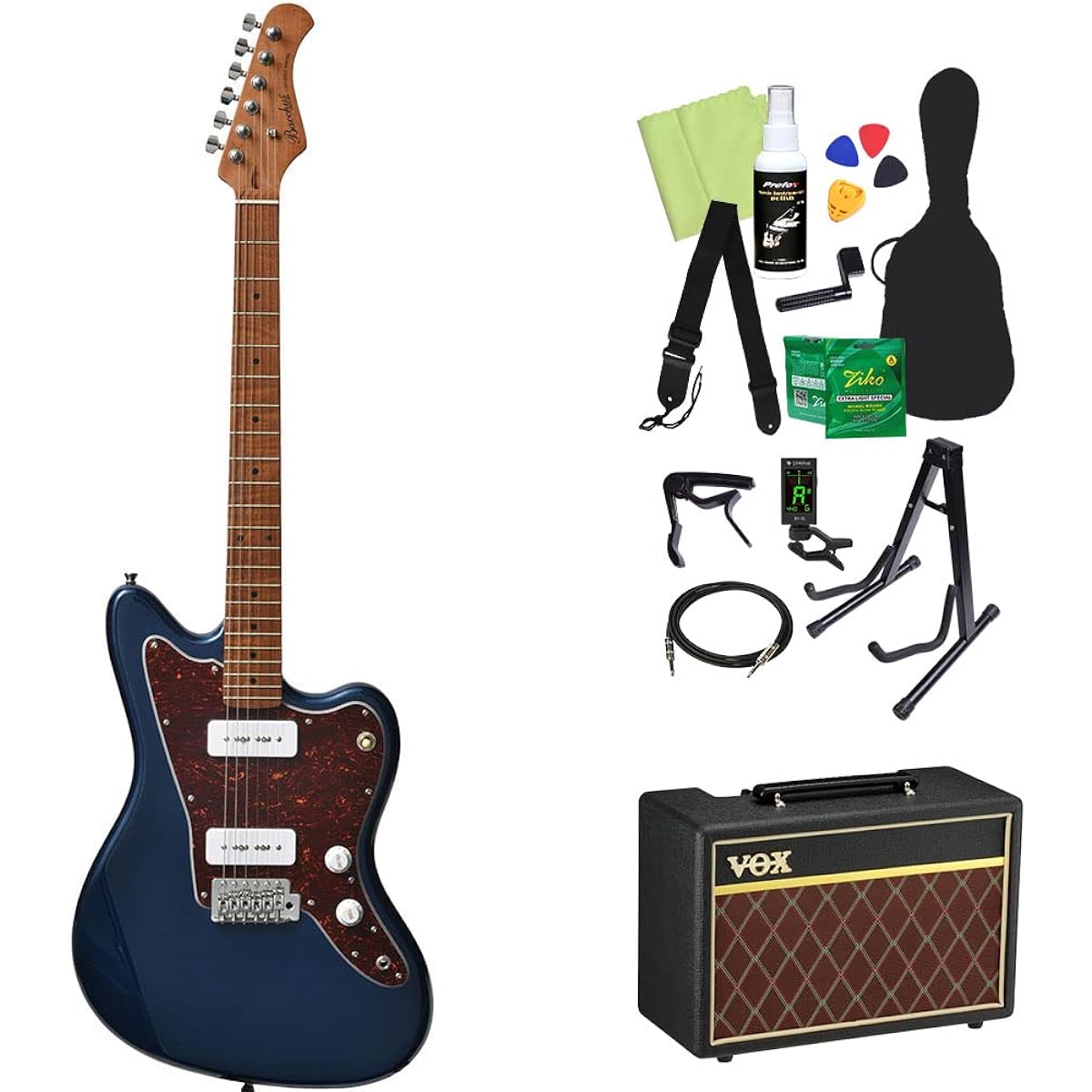 Bacchus BJM-1-RSM/M Electric Guitar Beginner 14-piece Set [With VOX Amplifier] DLPB Roasted Maple Neck Bacchus