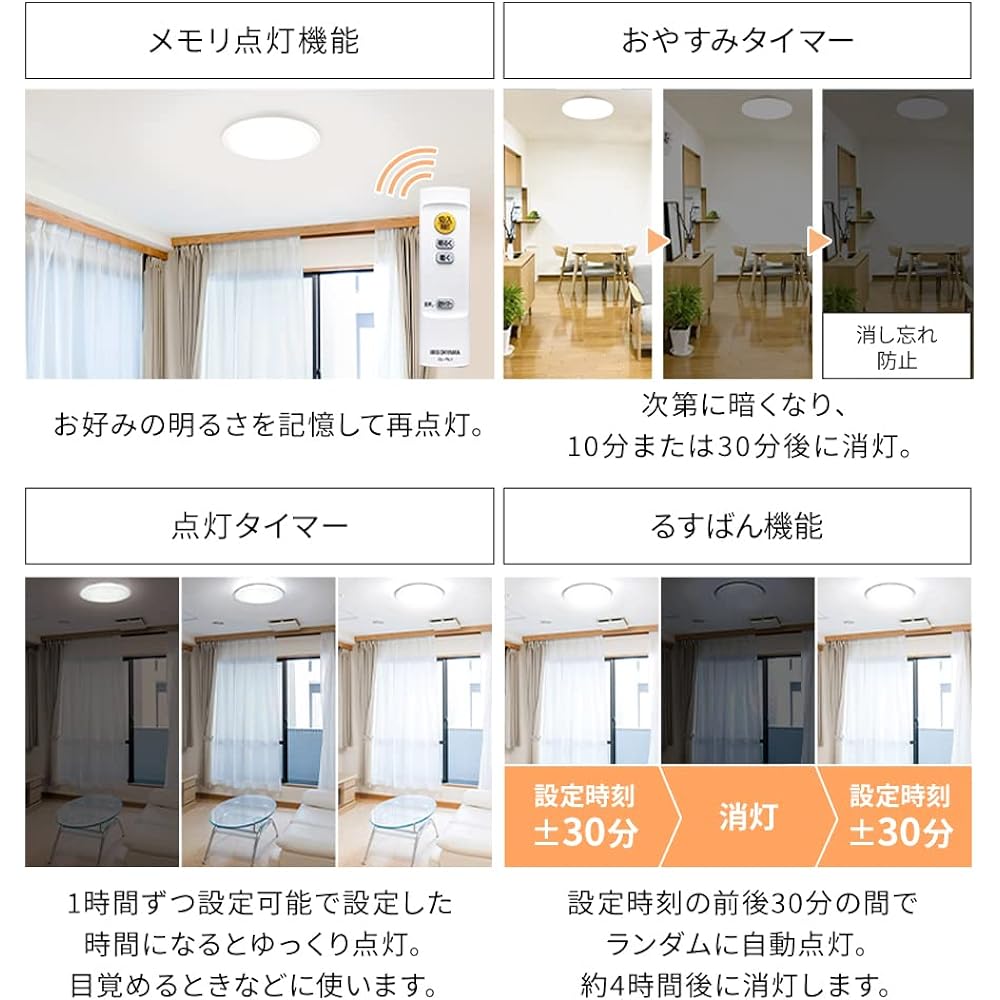 [Power Saving Measures] Iris Ohyama Ceiling Light, 12 Tatami LED, 10 Levels of Dimming, Night Light, Remote Control Included, Sleep Timer, Rusuban Function, Clear Frame, 5200lm CL12D-5.0CF