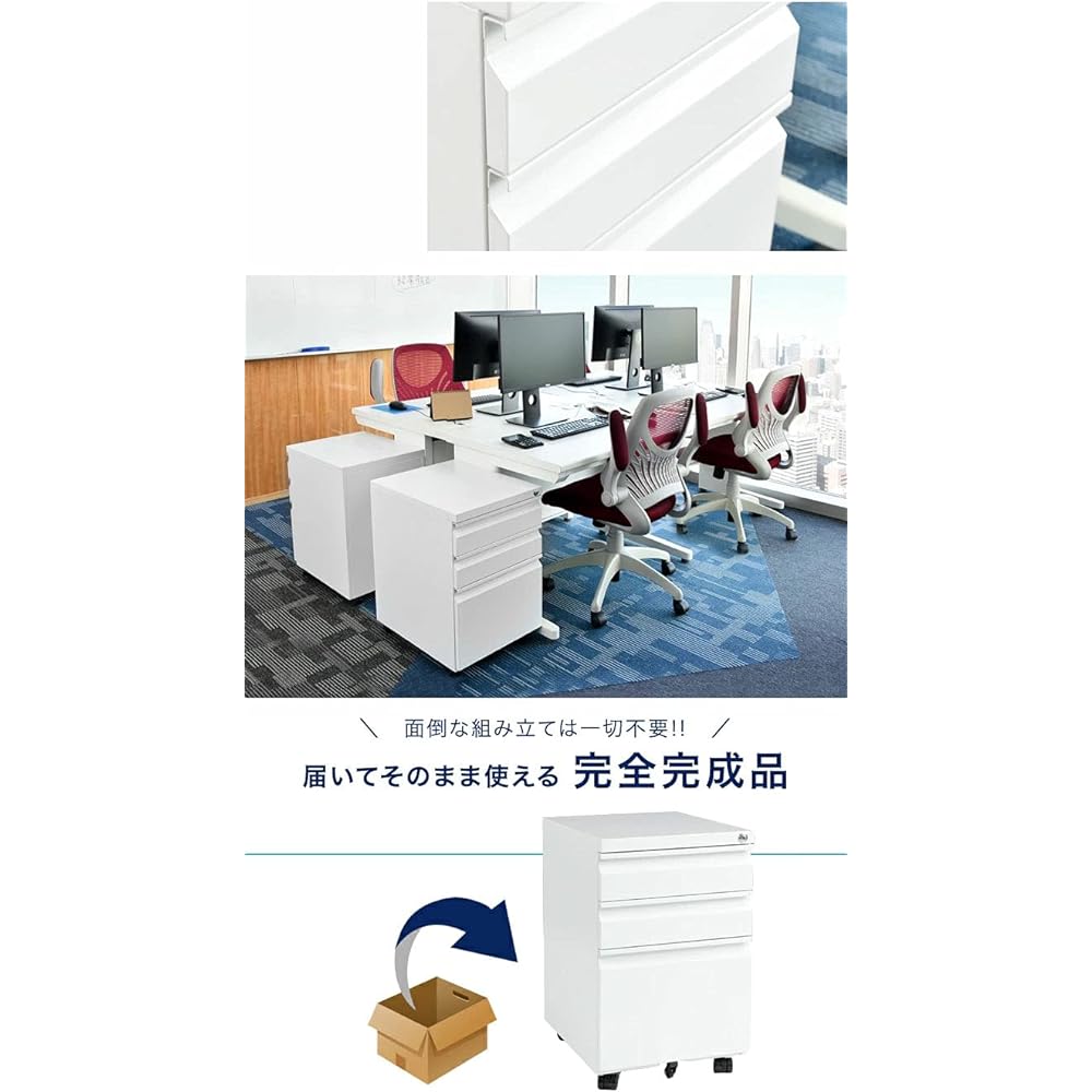 Tansu no Gen Desk Wagon [Completely Completed Product] Side Wagon Storage Office Fully Open Desk Drawer Sleeve Desk Wagon Black 66600000 (76692)