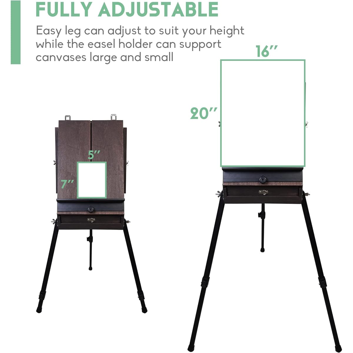 CONDA 70" French Style Easel with Aluminum Legs Folding Sketch Painting Easel with Drawer Tripod Easel Stand for Painting, Sketching and Display