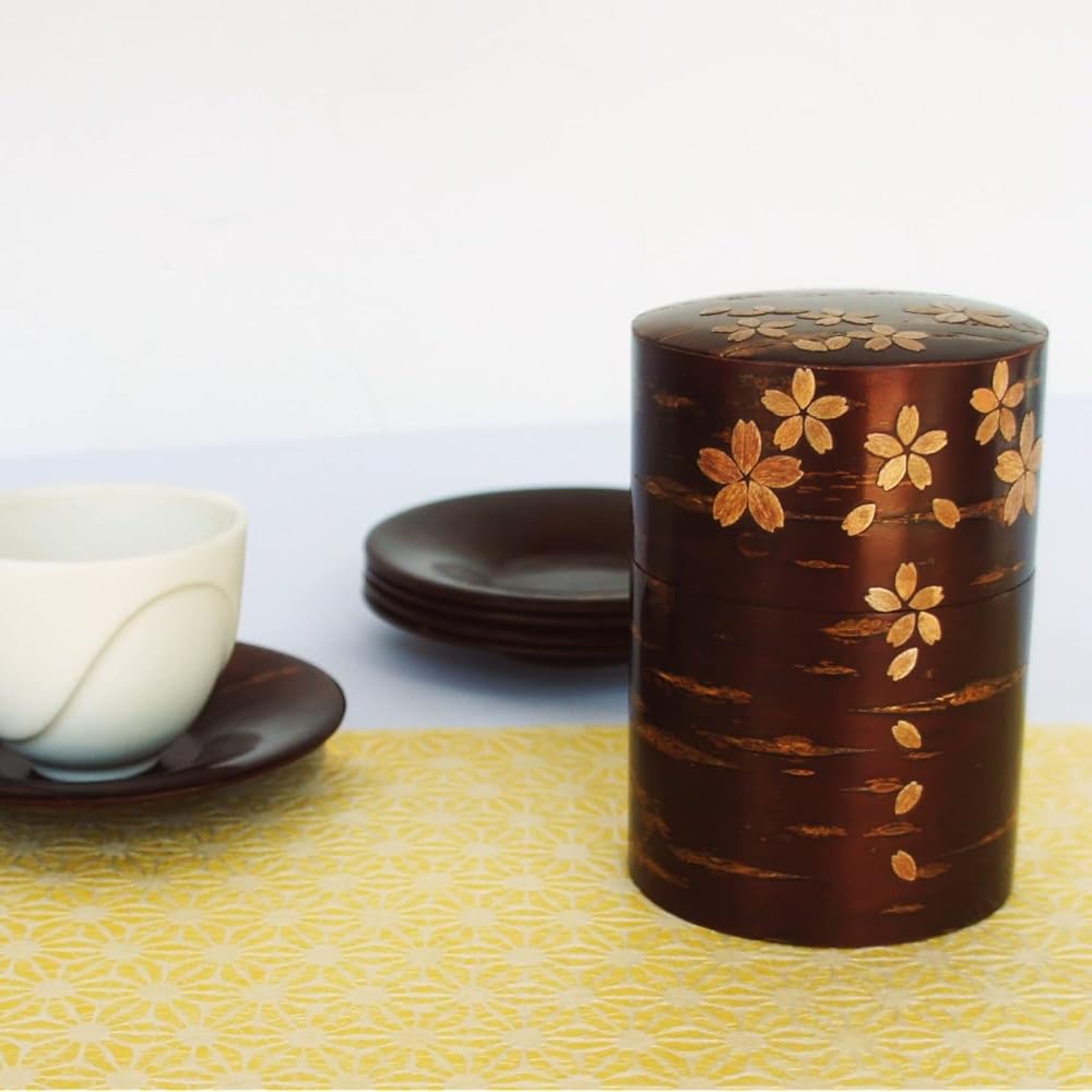 Tomioka Shoten Birch Crafts All Leather Tea Caddy Cherry Blossom L 002073