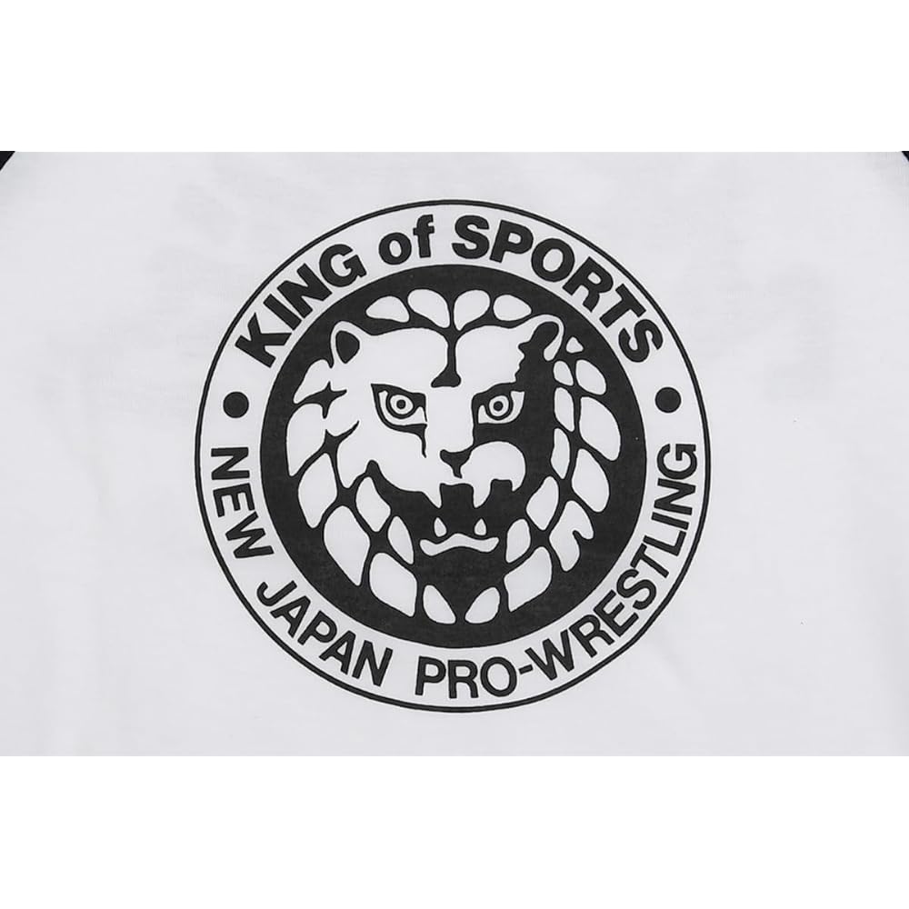 New Japan Pro Wrestling T-shirt Lion Mark Raglan White x Black Kids-S 5362101217