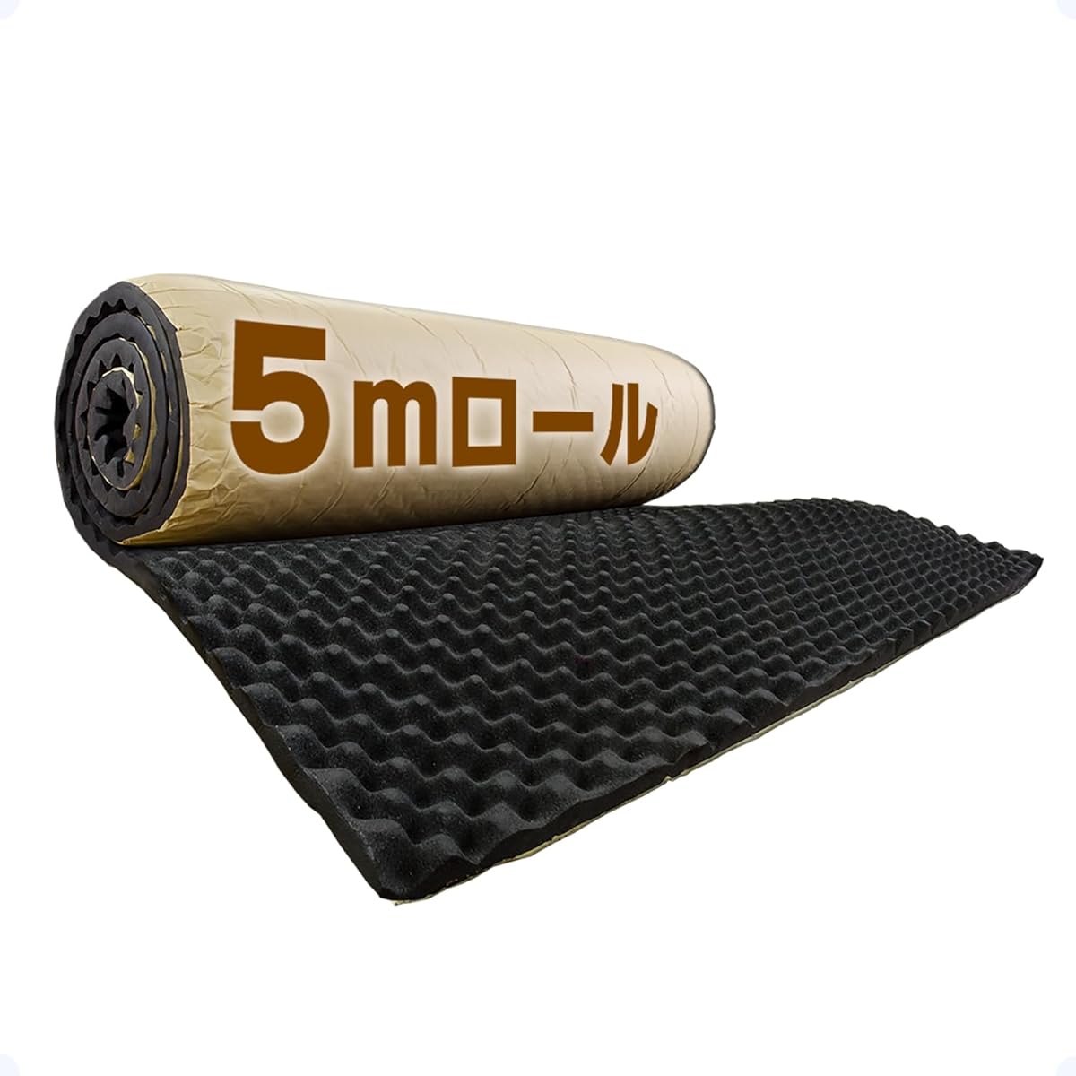 e-mons Sound Absorbing Material Roll Type Wave Type 5m x 1m x 25mm [1M x 5M Roll Wave Type] Fireproof Flame Retardant Rubber Foam Adhesive Tape Soundproofing Sheet Deadening Car Audio Vibration Control Vibration Wall Car