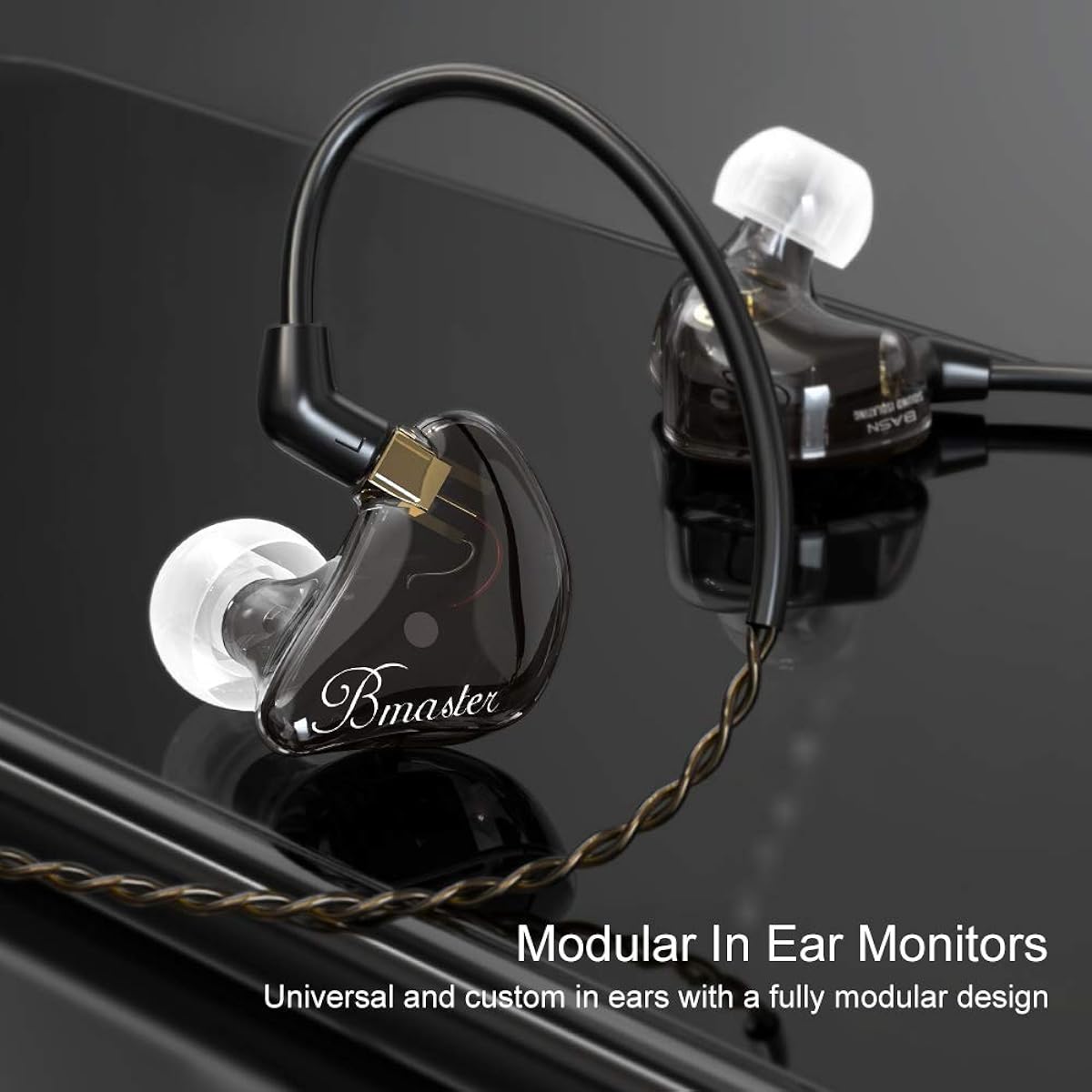 BASN Triple Driver In-Ear Monitors Bmaster In-Ear Headphones with Silver Plated MMCX Cable, Best Earphones for Musicians/Sound Engineers/DJs (Dark Brown)