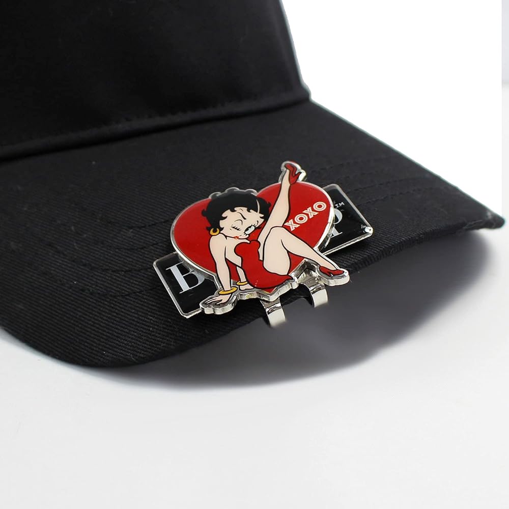 Hokushin Trading Golf Marker Red/Black Betty Boop with Cap Clip Base MK0290