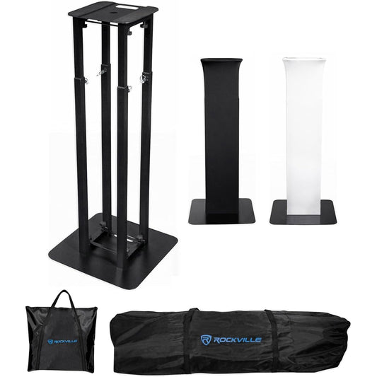 (1) Rockville RTP32B Totem Moving Headlight Stand + Black + White Scrim + Carry Bag