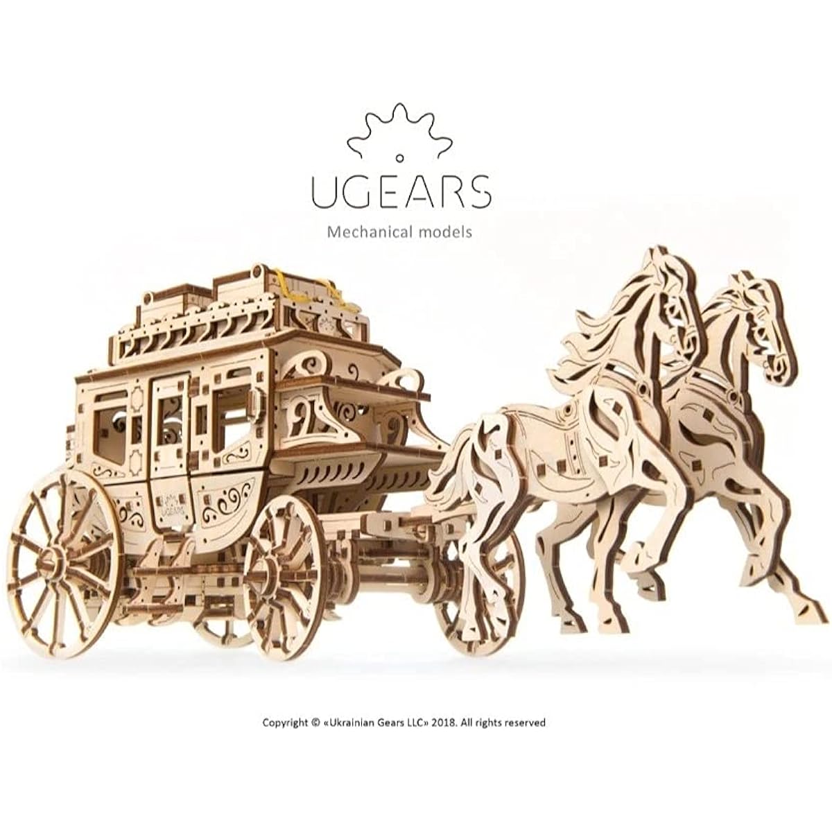 Ugears Stagecoach 70045 Wooden Puzzle Craft Model No Glue Tools Required Intermediate Adult