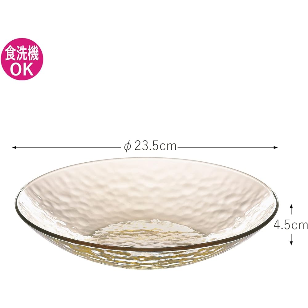 Toyo Sasaki Glass Plate Glassue Ball 23 Made in Japan Dishwasher Safe (Sold in Case) Amber Approx. φ23.5 x 4.5cm 24 Pieces P-54305ESL-JAN