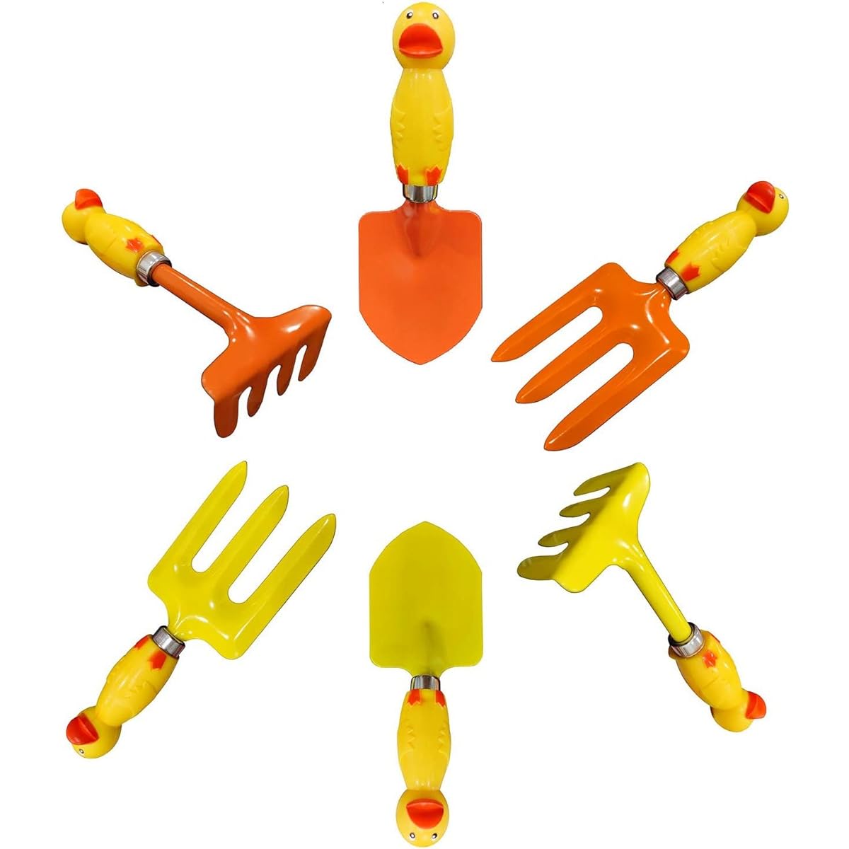 MTB Supply Kids Gardening Tool Set Yellow Duck Handle 6 Pieces (Organ+Yellow) Mini Garden Tool Kit for Kids Beach Sand Play Tools and Toys Sandbox and Soil Hand Tools Birthday Gift