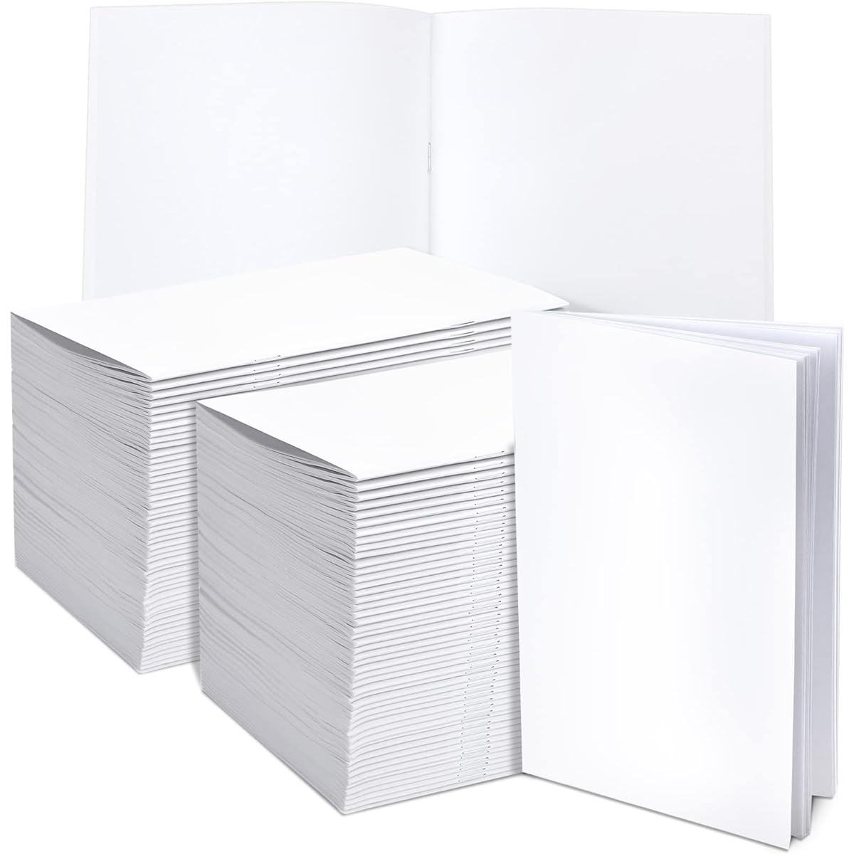 Blank Books for Kids to Write Stories, White Unlined Sketchbook Paper White Notebook Write Your Own Book for Kids Bulk Journaling Art Writing Drawing Supplies 24 Pages 5.5 x 8.5 Inch (50 Sheets)