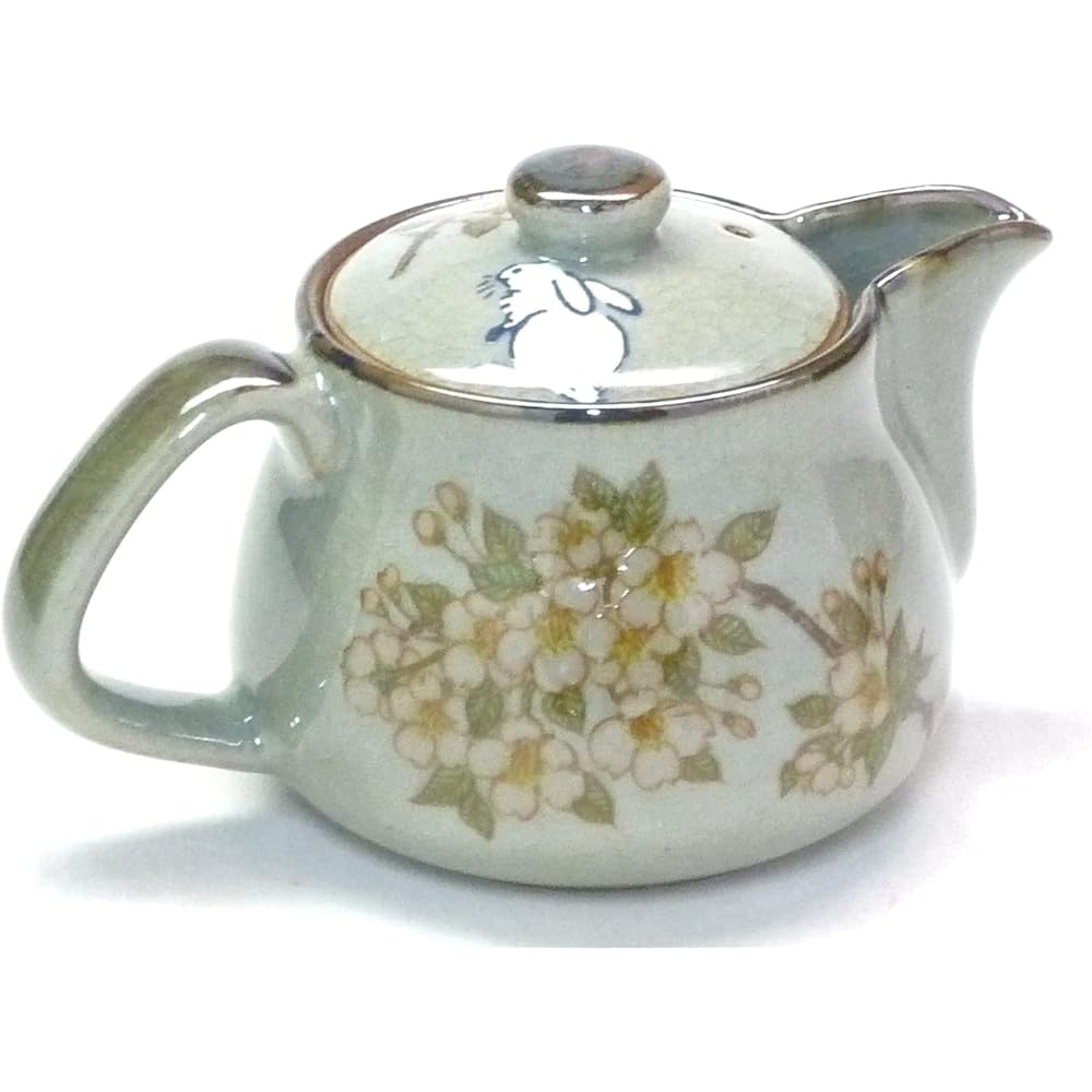 Kutani ware [teapot/teapot] Small White Rabbit Weeping Cherry Blossom [Back picture]