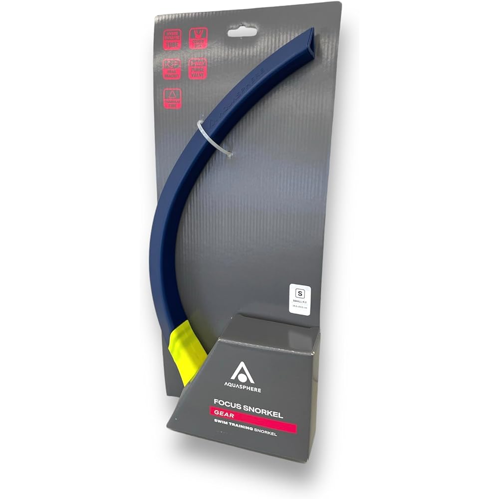 AQUASPHERE FOCUS SNORKEL NAVY/BRIGHT YELLOW Focus Swim Snorkel Small Fit Navy/Bright Yellow 173013