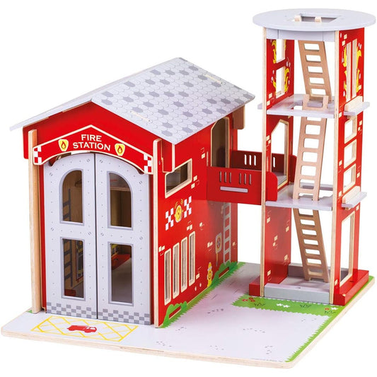 Bigjigs Toys Wooden City Fire Station Playset