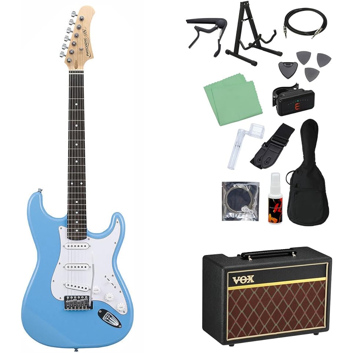 Photogenic ST-180 UBL Electric Guitar Beginner 14-piece Set [With VOX Amplifier] Stratocaster Type Photogenic