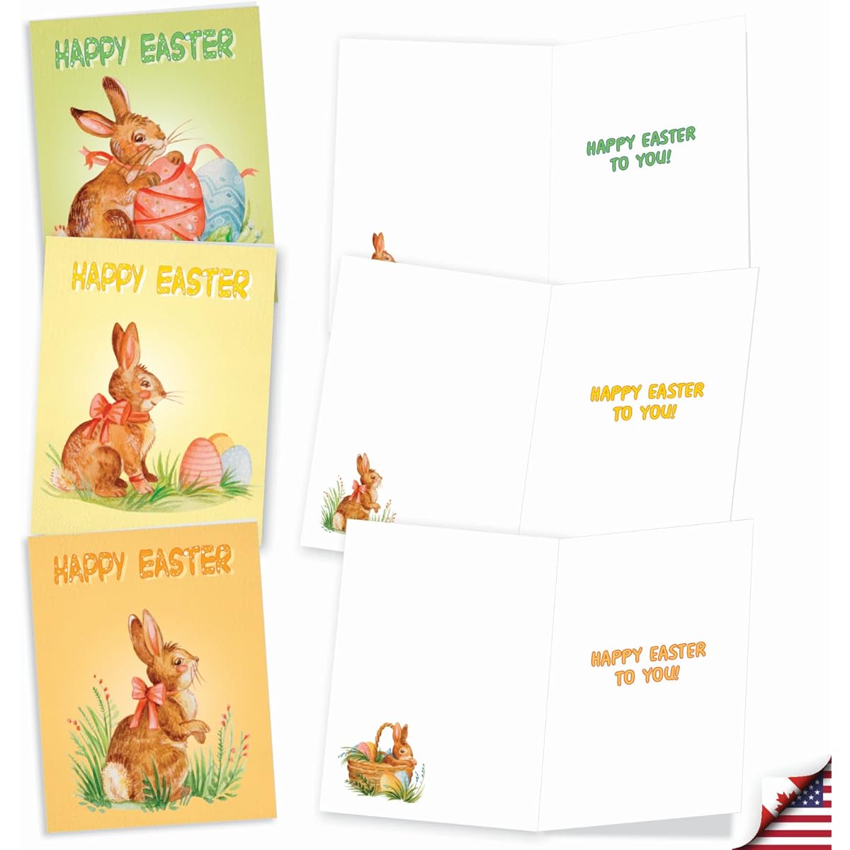 The Best Card Company Watercolor Bunny - 20 Boxed Easter Note Cards with Envelopes (4 x 5.12 inches) - AM9166EAG-B2x10