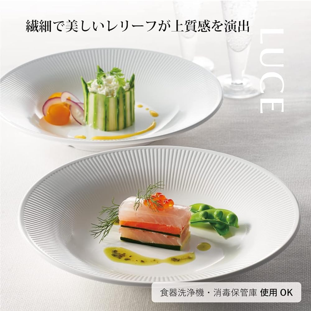 Taiwa Medium Plate Main Dishes White 23cm Set of 10 Simple Dishwasher Safe Melamine Tableware Stackable Commercial Use Made in Japan Luce BY-10-W