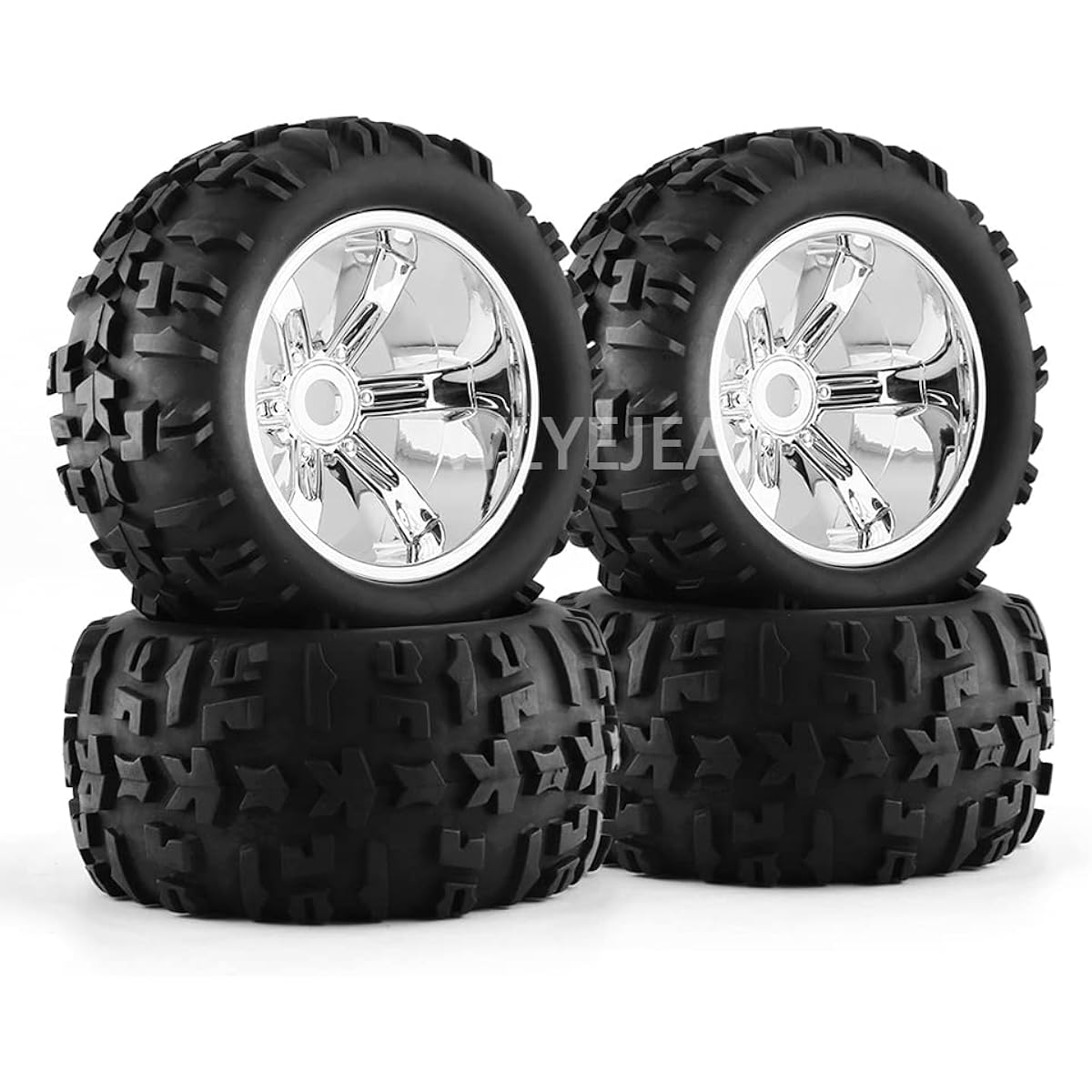 WLYEJEA 17mm Hexagon RC Wheel Tire with 5 Spokes Wheel Rim for 1/10 Monster Racing Truck Off-Road Car Traxxas Arrma Redcat HSP HPI