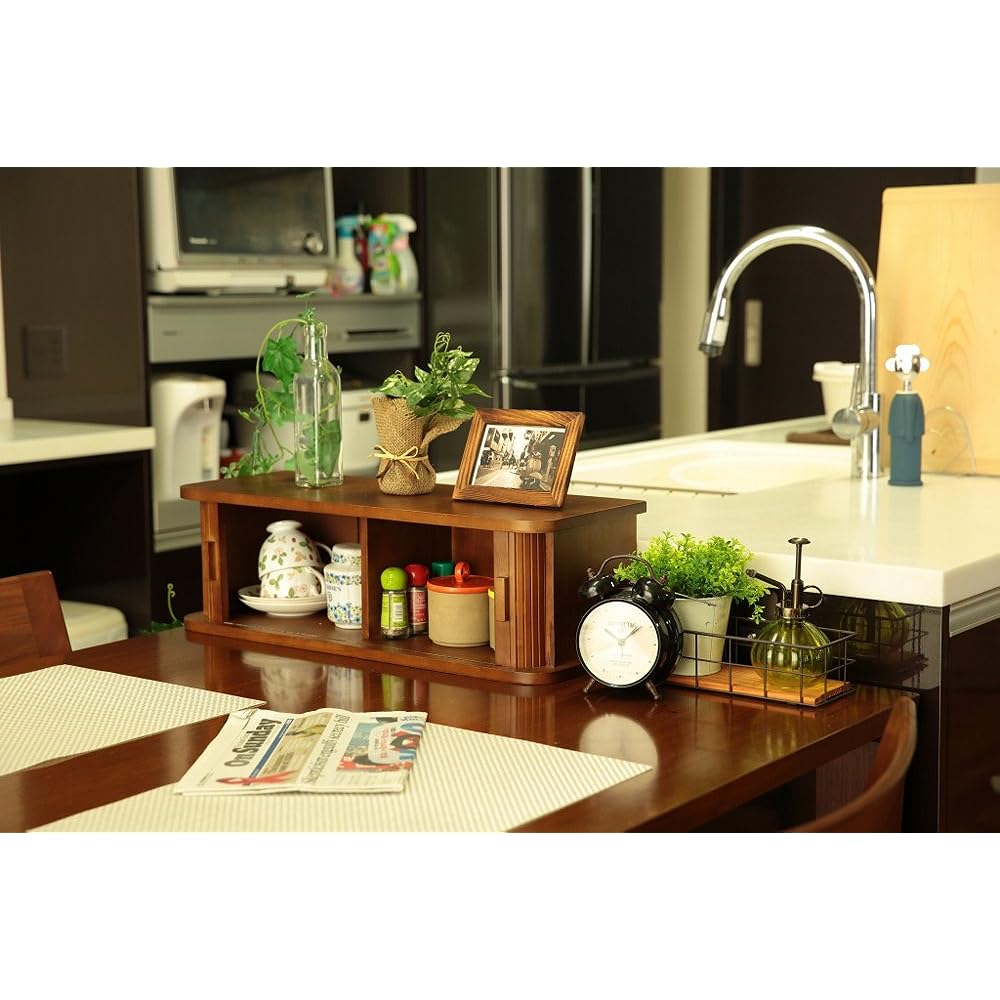 Osmac KTX-60DB Storage Shelf for Kitchen Dining Counter Organized Lightweight Bamboo Bellows Door 60cm Finished Product Dark Brown