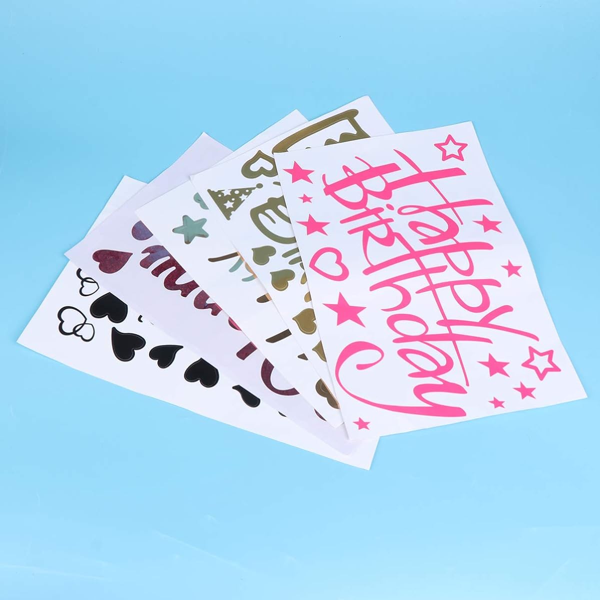 Amosfun Sticker Birthday Happy Sticker Balloon Hippie Letter Balloon (Random Color) - 5 Cupcake Kids Stickers Durable Happy Birthday Party Supply Decal Paste Balloon