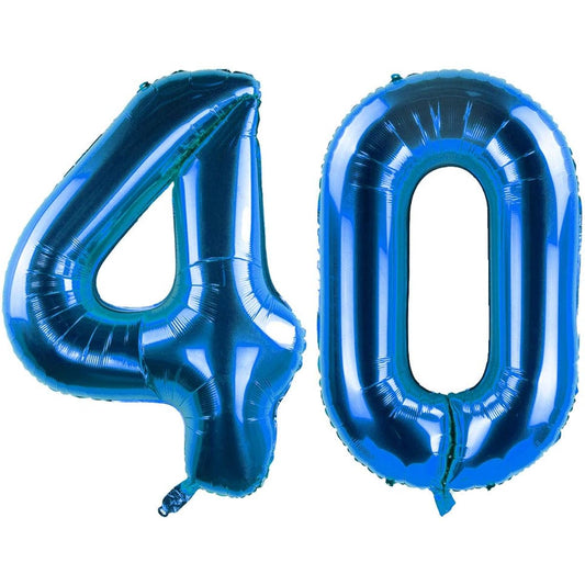 40pcs Blue Foil Mylar Number Balloons, 40th Birthday Party Decorations Supplies, 40th Anniversary, 40 Inch