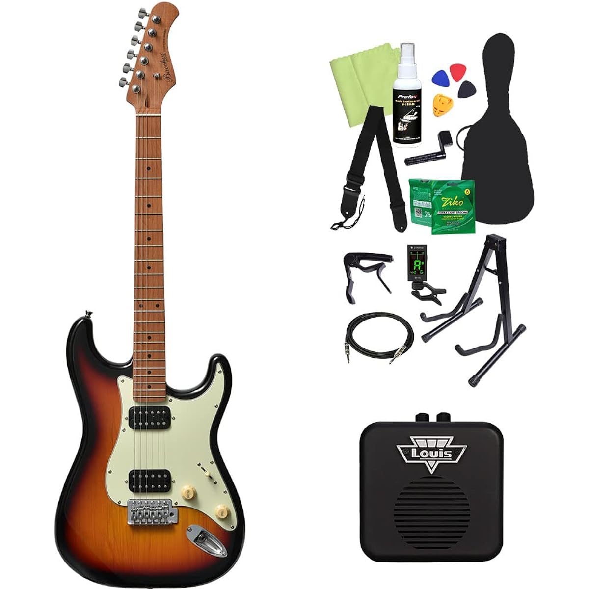 Bacchus BST-3-RSM/M Electric Guitar Beginner 14-Piece Set [With Mini Amp] 3TS Stratocaster Type Roasted Maple Neck Bacchus