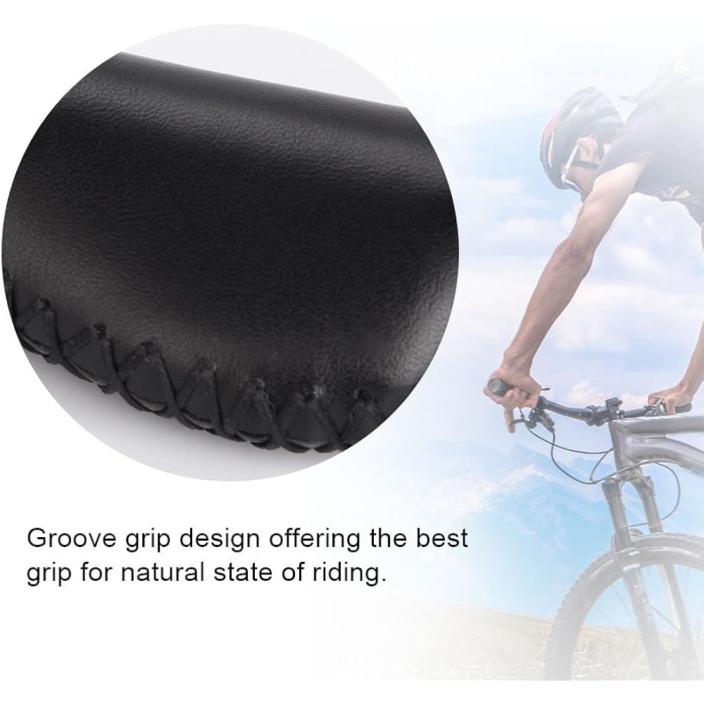 Asixx Bike Grip, Bicycle Handle Grip, PU Leather, Ergonomic Design, Easy to Grip, Easy to Install, Left and Right Set, 2 Colors