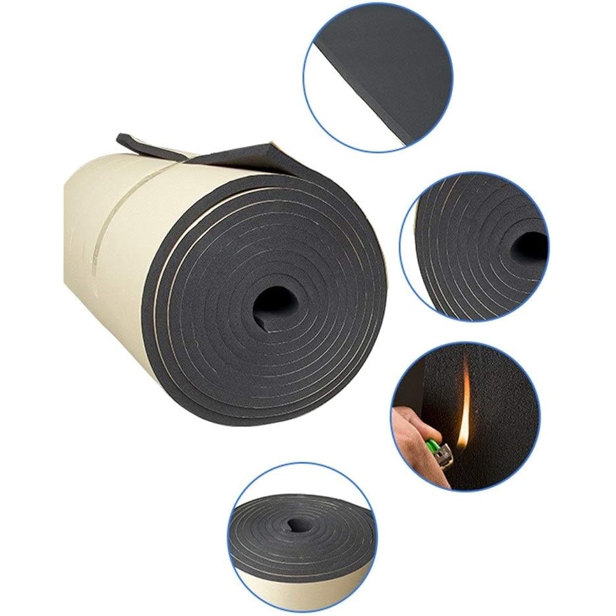 Anti-Noise Conference Room Self-Adhesive Soundproof Cotton,Industry Noise Reduction Acoustic Panel Recording Studio Sound Absorption Cotton Household Supplies (Black 1 * 5M) (Black 1