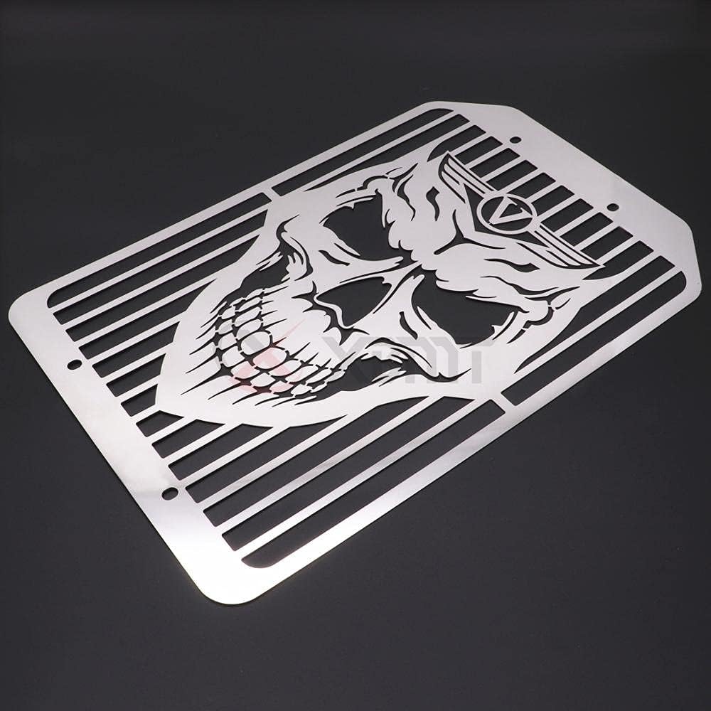 Motorcycle Skull Skeleton Radiator Grille Mesh Water Cooler Cover For Kawasaki Vulcan 1500 1700 VN1500 VN1700 All Years-B Chrome