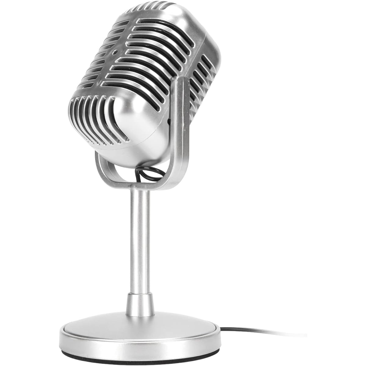 Classic Retro Dynamic Vocal Microphone Vintage Desktop Microphone Adjustable Angle Plug and Play Wired Retro Condenser Mic for Karaoke Stage