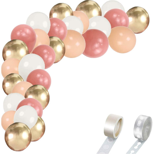 102pcs Dusty Rose Chrome Gold Nude Cream Balloon Garland Arch Kit Retro Mauve Pink Balloons Boho Baby Shower Rustic Wedding Girls Kids Birthday Party Garden Home Decoration