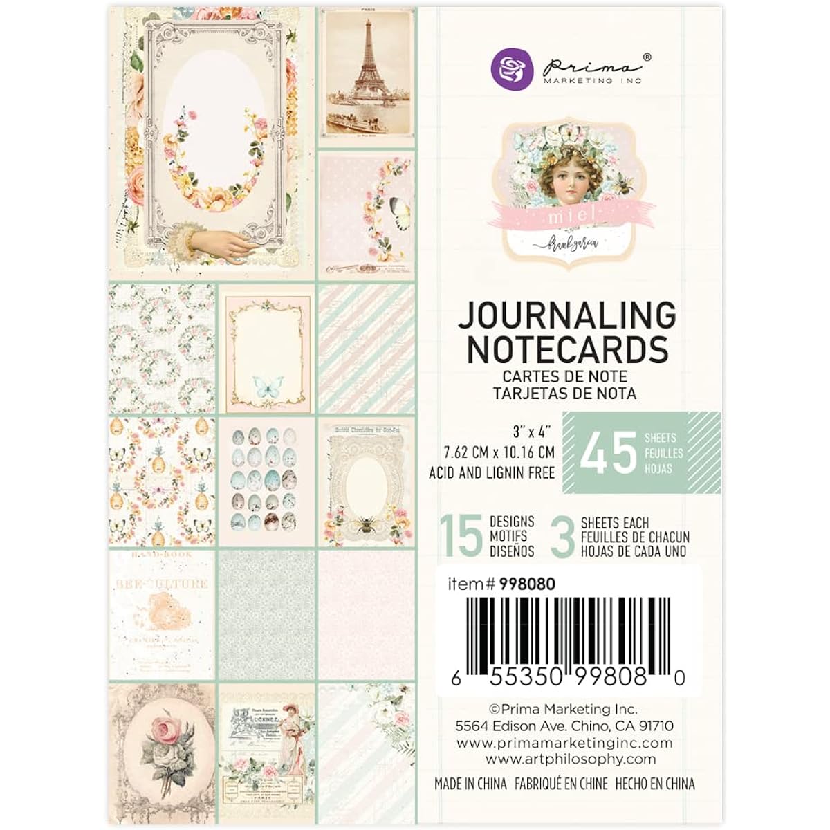 Prima Marketing Paper Pad Collection Miel (Frank G) 3" x 4" Journal Kit Scrapbooking Supplies Materials Art Journal Planner Decoupage Album Mother's Day Decor Memorial Day