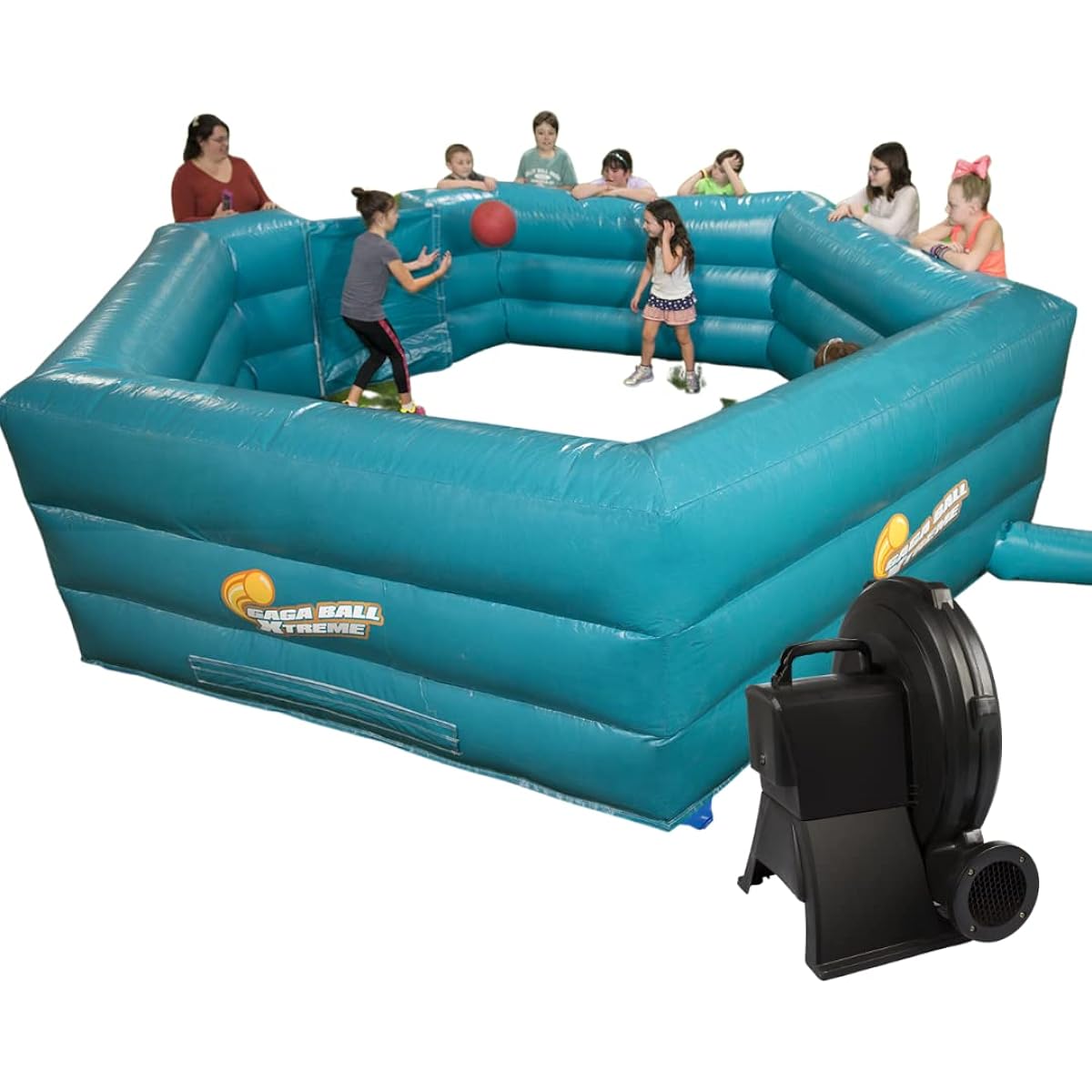 SCS Direct Gaga Ball Pit Inflatable 15ft Gaga Ball Court with Electric Air Pump - Inflates in Less than 3 Minutes - Indoor & Outdoor Gift Hollow/Playground Accessory for Christmas Holiday Birthday