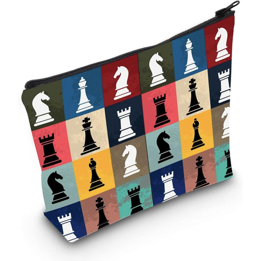 POFULL Chess Gifts Funny Gifts for Chess Players Chess Master Gifts Chess Pieces Board Game Enthusiasts Cosmetic Bags, Chess Bags