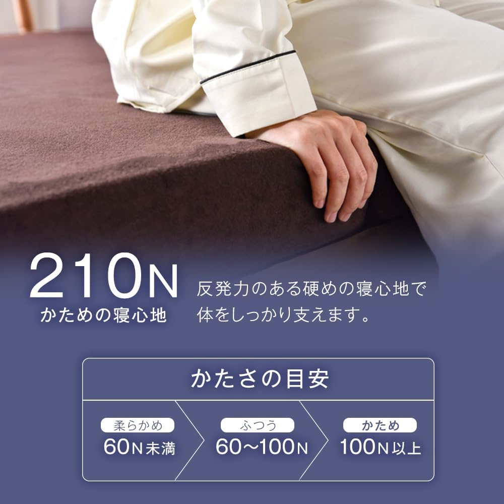 Tansu no Gen Mattress Single High Resilience High Density 30D Hardness 210N Thickness 10cm Tri-fold Washable Cover Included Futon Pile Gray 13810040 05 (75364)