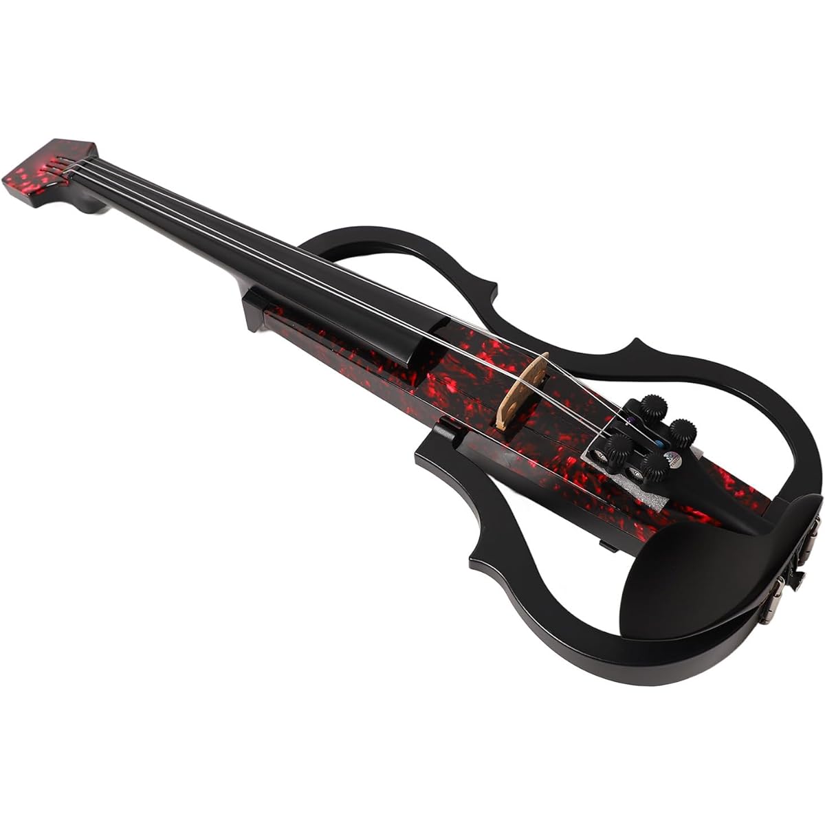 Silent Electric Violin, Carbon Fiber Body Electric Violin Multifunctional ABS Edge Saddle Slot Design for Practice (Rose Petals)