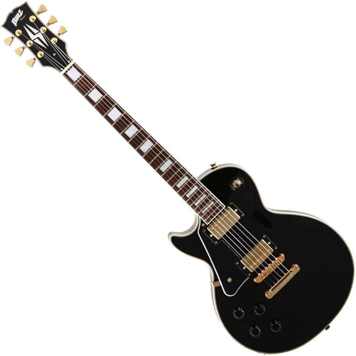BLITZbyARIA Blitz Electric Guitar Black Color BLP-CST L/H BK Left Hand Soft Case Included