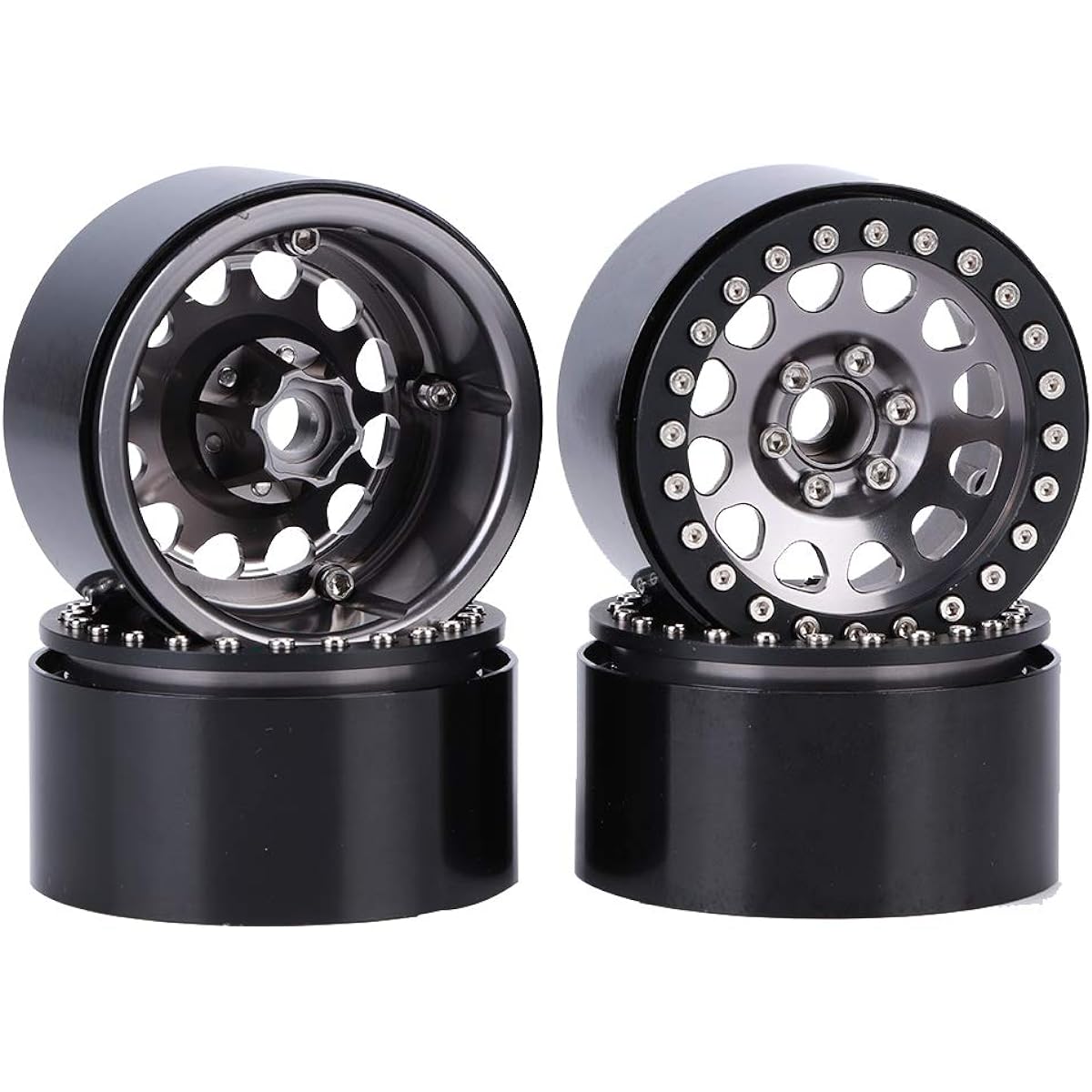 Tbest 4pcs RC Wheel Rims Universal 2.2 Inch Metal Wheel Hub Professional Accessories RC Wraith Crawler Car (Titanium)